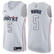 Men's Nike Washington Wizards #5 Markieff Morris Authentic White NBA Jersey - City Edition