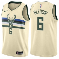 Men's Nike Milwaukee Bucks #6 Eric Bledsoe Authentic Cream NBA Jersey - City Edition