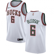 Men's Nike Milwaukee Bucks #6 Eric Bledsoe Swingman White Fashion Hardwood Classics NBA Jersey