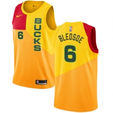 Men's Nike Milwaukee Bucks #6 Eric Bledsoe Swingman Yellow NBA Jersey - City Edition
