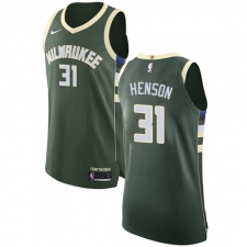 Men's Nike Milwaukee Bucks #31 John Henson Authentic Green Road NBA Jersey - Icon Edition