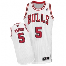 Men's Adidas Chicago Bulls #5 John Paxson Authentic White Home NBA Jersey