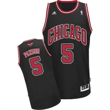 Men's Adidas Chicago Bulls #5 John Paxson Swingman Black Alternate NBA Jersey