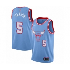Men's Chicago Bulls #5 John Paxson Swingman Blue Basketball Jersey - 2019 20 City Edition