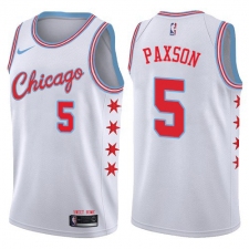 Men's Nike Chicago Bulls #5 John Paxson Authentic White NBA Jersey - City Edition