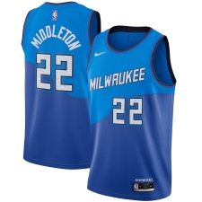 Men's Milwaukee Bucks #22 Khris Middleton Nike Blue 2020-21 Swingman Player Jersey
