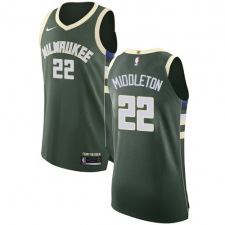 Men's Nike Milwaukee Bucks #22 Khris Middleton Authentic Green Road NBA Jersey - Icon Edition