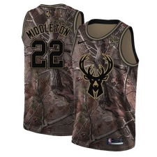 Women's Nike Milwaukee Bucks #22 Khris Middleton Swingman Camo Realtree Collection NBA Jersey