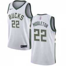 Youth Nike Milwaukee Bucks #22 Khris Middleton Swingman White Home NBA Jersey - Association Edition