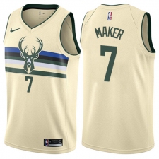 Men's Nike Milwaukee Bucks #7 Thon Maker Authentic Cream NBA Jersey - City Edition