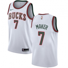 Men's Nike Milwaukee Bucks #7 Thon Maker Swingman White Fashion Hardwood Classics NBA Jersey