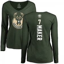 NBA Women's Nike Milwaukee Bucks #7 Thon Maker Green Backer Long Sleeve T-Shirt