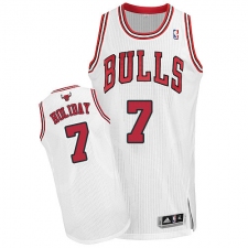 Men's Adidas Chicago Bulls #7 Justin Holiday Authentic White Home NBA Jersey