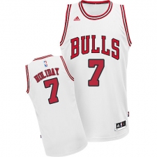 Men's Adidas Chicago Bulls #7 Justin Holiday Swingman White Home NBA Jersey