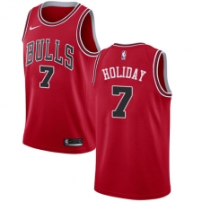 Men's Nike Chicago Bulls #7 Justin Holiday Swingman Red Road NBA Jersey - Icon Edition