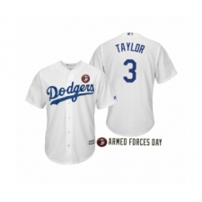 Men's 2019 Armed Forces Day Chris Taylor #3 Los Angeles Dodgers White Jersey