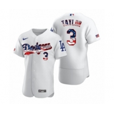 Men's Chris Taylor #3 Los Angeles Dodgers White 2020 Stars & Stripes 4th of July Jersey