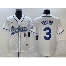 Men's Los Angeles Dodgers #3 Chris Taylor White Cool Base Stitched Baseball Jersey1