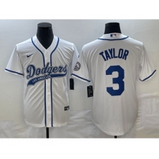Men's Los Angeles Dodgers #3 Chris Taylor White Cool Base Stitched Baseball Jersey