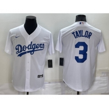 Men's Los Angeles Dodgers #3 Chris Taylor White Stitched MLB Cool Base Nike Jersey