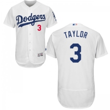 Men's Majestic Los Angeles Dodgers #3 Chris Taylor White Flexbase Authentic Collection MLB Jersey