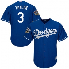 Youth Majestic Los Angeles Dodgers #3 Chris Taylor Authentic Royal Blue Alternate Cool Base 2018 World Series MLB Jersey
