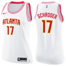 Women's Nike Atlanta Hawks #17 Dennis Schroder Swingman White/Pink Fashion NBA Jersey
