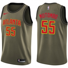 Men's Nike Atlanta Hawks #55 Dikembe Mutombo Swingman Green Salute to Service NBA Jersey