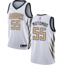 Women's Nike Atlanta Hawks #55 Dikembe Mutombo Swingman White NBA Jersey - City Edition