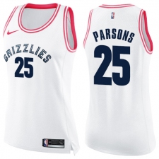 Women's Nike Memphis Grizzlies #25 Chandler Parsons Swingman White/Pink Fashion NBA Jersey