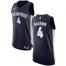 Men's Nike Memphis Grizzlies #4 Wade Baldwin Authentic Navy Blue Road NBA Jersey - Icon Edition