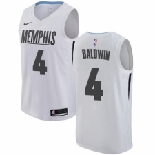 Men's Nike Memphis Grizzlies #4 Wade Baldwin Swingman White NBA Jersey - City Edition
