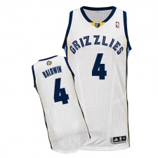 Women's Adidas Memphis Grizzlies #4 Wade Baldwin Authentic White Home NBA Jersey