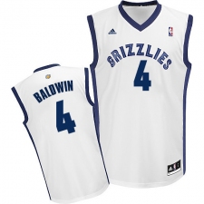 Youth Adidas Memphis Grizzlies #4 Wade Baldwin Swingman White Home NBA Jersey