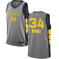 Men's Nike Memphis Grizzlies #34 Brandan Wright Swingman Gray NBA Jersey - City Edition