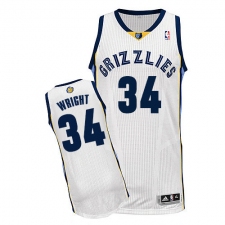 Women's Adidas Memphis Grizzlies #34 Brandan Wright Authentic White Home NBA Jersey