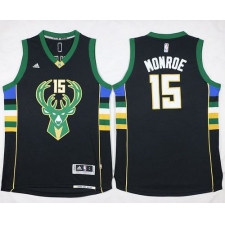Bucks #15 Greg Monroe Black Stitched NBA Jersey