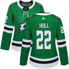 Women's Adidas Dallas Stars #22 Brett Hull Premier Green Home NHL Jersey