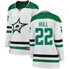 Women's Dallas Stars #22 Brett Hull Authentic White Away Fanatics Branded Breakaway NHL Jersey