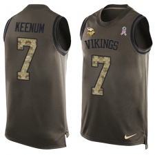 Men's Nike Minnesota Vikings #7 Case Keenum Limited Green Salute to Service Tank Top NFL Jersey