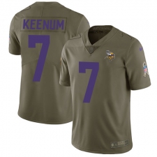 Men's Nike Minnesota Vikings #7 Case Keenum Limited Olive 2017 Salute to Service NFL Jersey