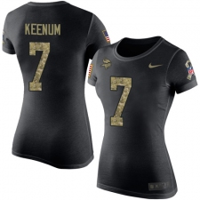 Women's Nike Minnesota Vikings #7 Case Keenum Black Camo Salute to Service T-Shirt