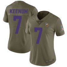 Women's Nike Minnesota Vikings #7 Case Keenum Limited Olive 2017 Salute to Service NFL Jersey