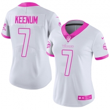 Women's Nike Minnesota Vikings #7 Case Keenum Limited White/Pink Rush Fashion NFL Jersey