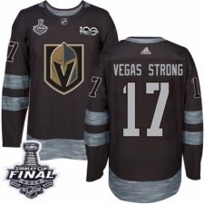 Men's Adidas Vegas Golden Knights #17 Vegas Strong Authentic Black 1917-2017 100th Anniversary 2018 Stanley Cup Final NHL Jersey