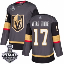Men's Adidas Vegas Golden Knights #17 Vegas Strong Authentic Gray Home 2018 Stanley Cup Final NHL Jersey
