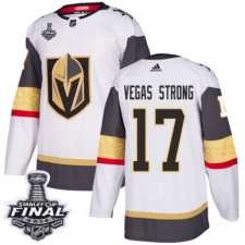 Men's Adidas Vegas Golden Knights #17 Vegas Strong Authentic White Away 2018 Stanley Cup Final NHL Jersey