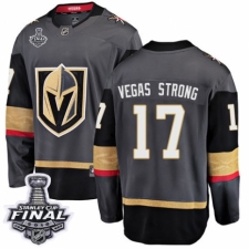Men's Vegas Golden Knights #17 Vegas Strong Authentic Black Home Fanatics Branded Breakaway 2018 Stanley Cup Final NHL Jersey