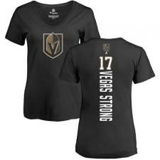 NHL Women's Adidas Vegas Golden Knights #17 Vegas Strong Black Backer Slim Fit V-Neck T-Shirt