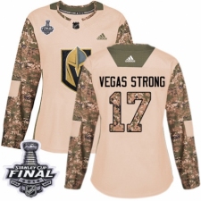 Women's Adidas Vegas Golden Knights #17 Vegas Strong Authentic Camo Veterans Day Practice 2018 Stanley Cup Final NHL Jersey